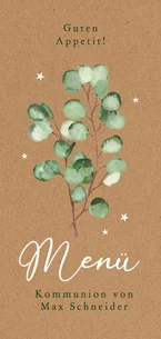 Menükarte Kommunion Kraftpapier Eukalyptus 