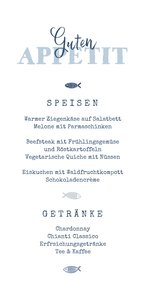 Menükarte Kommunionfeier kleine Fische