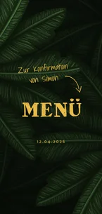 Menükarte Konfirmation große Palmenblätter
