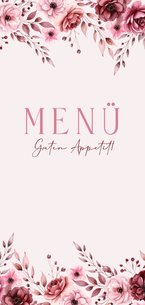 Menükarte Rosengesteck rosa Hochzeit