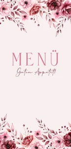 Menükarte Rosengesteck rosa Hochzeit