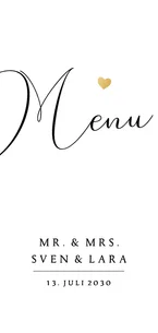 Menükarte schlicht Kalligrafie schwarz weiß