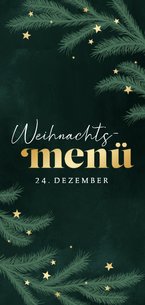 Menükarte Tannenzweige Sternchen Heiligabend Weihnachten