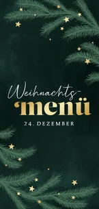 Menükarte Tannenzweige Sternchen Heiligabend Weihnachten