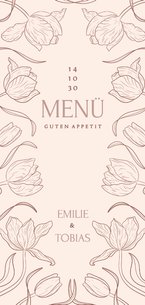 Menükarte Tulpen Linienzeichnung Beige Hochzeit