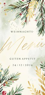 Menükarte Weihnachtsessen Aquarell Tannenzweige