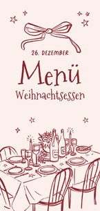 Menükarte Weihnachtsessen Doodles rosa