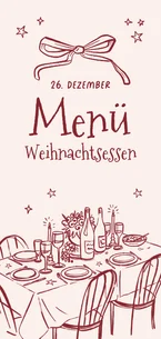 Menükarte Weihnachtsessen Doodles rosa