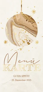 Menükarte Weihnachtsessen Marmor Weihnachtskugel