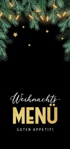 Menükarte Weihnachtsessen mit Tannenzweigen