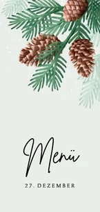 Menükarte Weihnachtsessen Tannenzapfen Tannenzweige