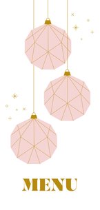 Menükarte Weihnachtskugeln geometrisch rosa