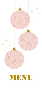Menükarte Weihnachtskugeln geometrisch rosa