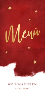 Menükarte zu Weihnachten rot mit Sternen