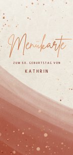 Menükarte zum 50. Geburtstag Aquarelloptik rostrot