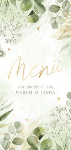 Menükarte zur Hochzeit Aquarellzweige