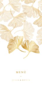 Menükarte zur Hochzeit Ginkgoblätter Stempel