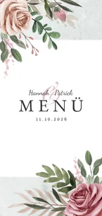 Menükarte zur Hochzeit Rosen & Marmor
