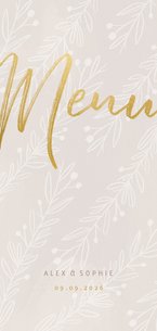 Menükarte zur Hochzeitsfeier feine Zweige