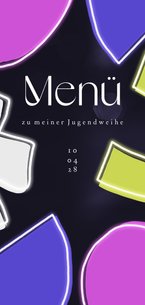 Menükarte zur Jugendweihe Neon-Formen