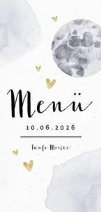 Menükarte zur Taufe mit Mond