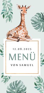 Menükarte zur Taufe süße Giraffe und Foto