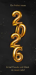 Neujahr Grußkarte Folienballon goldene 2026