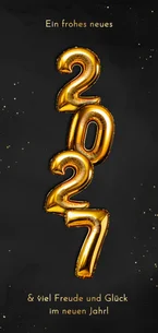 Neujahr Grußkarte Folienballon goldene 2027