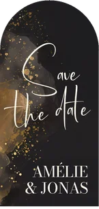 Save the Date Bogenkarte Wasserfarbe Grau Gold