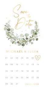 Save-the-Date-Karte Aquarellzweige Kalender