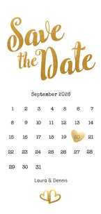 Save-the-Date-Karte zur Hochzeit Buchstaben in Goldlook