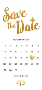 Save-the-Date-Karte zur Hochzeit Buchstaben in Goldlook