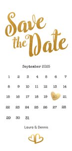 Save-the-Date-Karte zur Hochzeit Buchstaben in Goldlook