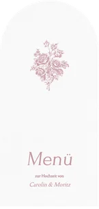 Speisekarte Bogenform romantische Rosen rosa Hochzeit