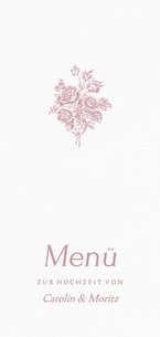 Speisekarte Hochzeitsfeier romantische Rosen rosa