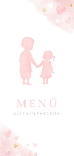 Speisekarte Taufe rosa großer Bruder und kleine Schwester