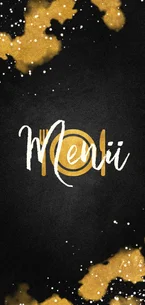 Trendy Menükarte mit Goldeffekten zum Weihnachtsessen