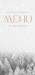 Weihnachtsessen Menükarte Winterlandschaft