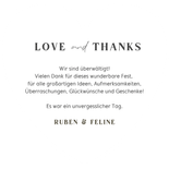 Dankeskarte Herzform Colorblocking Streifen Rosa Orange Rückseite