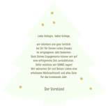 Dankeskarte Weihnachtsbaum Sterne Foto und Logo  Rückseite