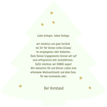 Dankeskarte Weihnachtsbaum Sterne Foto und Logo  Rückseite