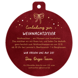 Einladung Weihnachtsfeier dunkelrote Weihnachtskugel Rückseite