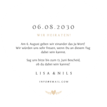 Einladungskarte Herzform schlicht weiß mit Herz Rückseite