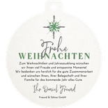 Firmen-Weihnachtskarte Stern aus Zweigen Aquarell Rückseite