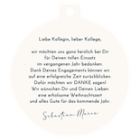 Firmenkarte 'Danke für deinen Einsatz' Mitarbeiter Kugelform Rückseite