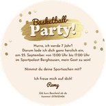 Foto-Einladungskarte Basketball rund Kindergeburtstag Sport Rückseite