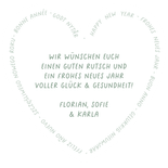 Foto-Herzkarte Neujahrswünsche Sprachen Rückseite
