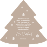 Foto-Weihnachtskarte Tannenbaumform mit Schneeflocken Rückseite