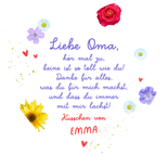 Fotokarte Blumenherz 'Liebste Oma' Rückseite