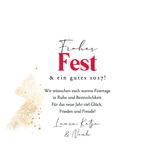 Fotokarte Weihnachtsgrüße Weihnachtsbaum Zweige und Beeren Rückseite